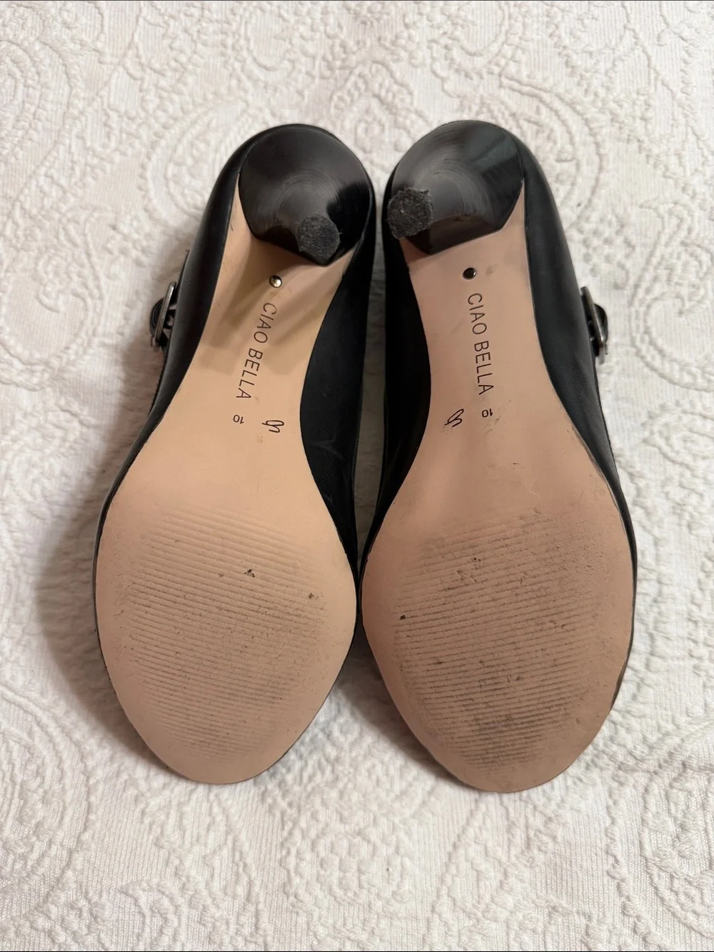 Ciao Bella Size 10 Black Peep-Toe Mary Jane High Heels